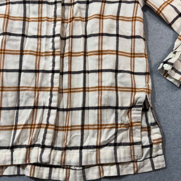 Madewell Shirt Womens S Ivory Ginger Navy Plaid Oversized Flannel Boyfriend - Picture 3 of 10